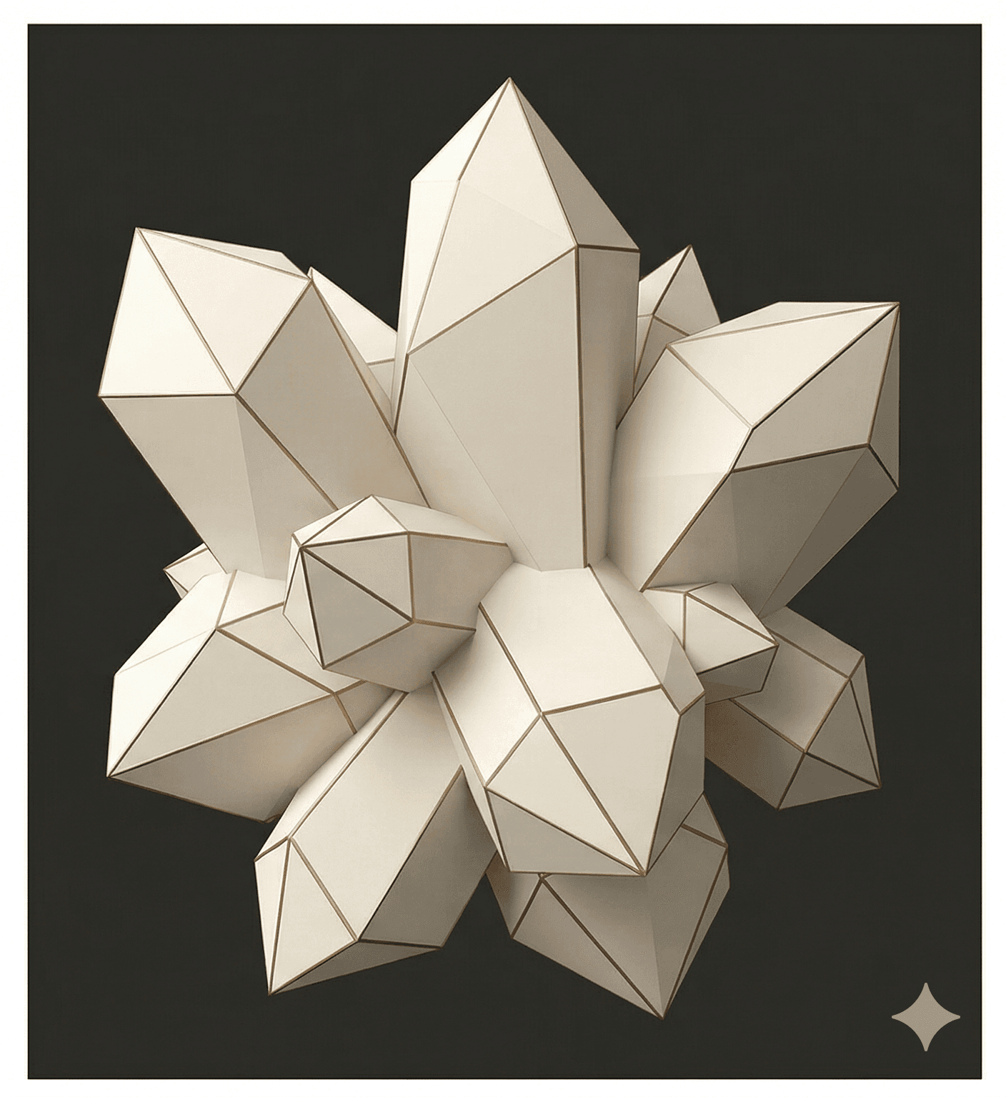 Cream geometric polygon crystal formation